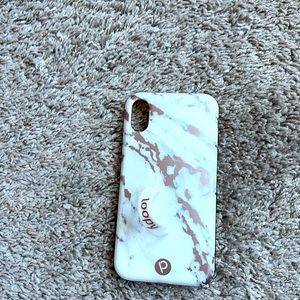 Loopy case for XR iPhone white and rose gold marble